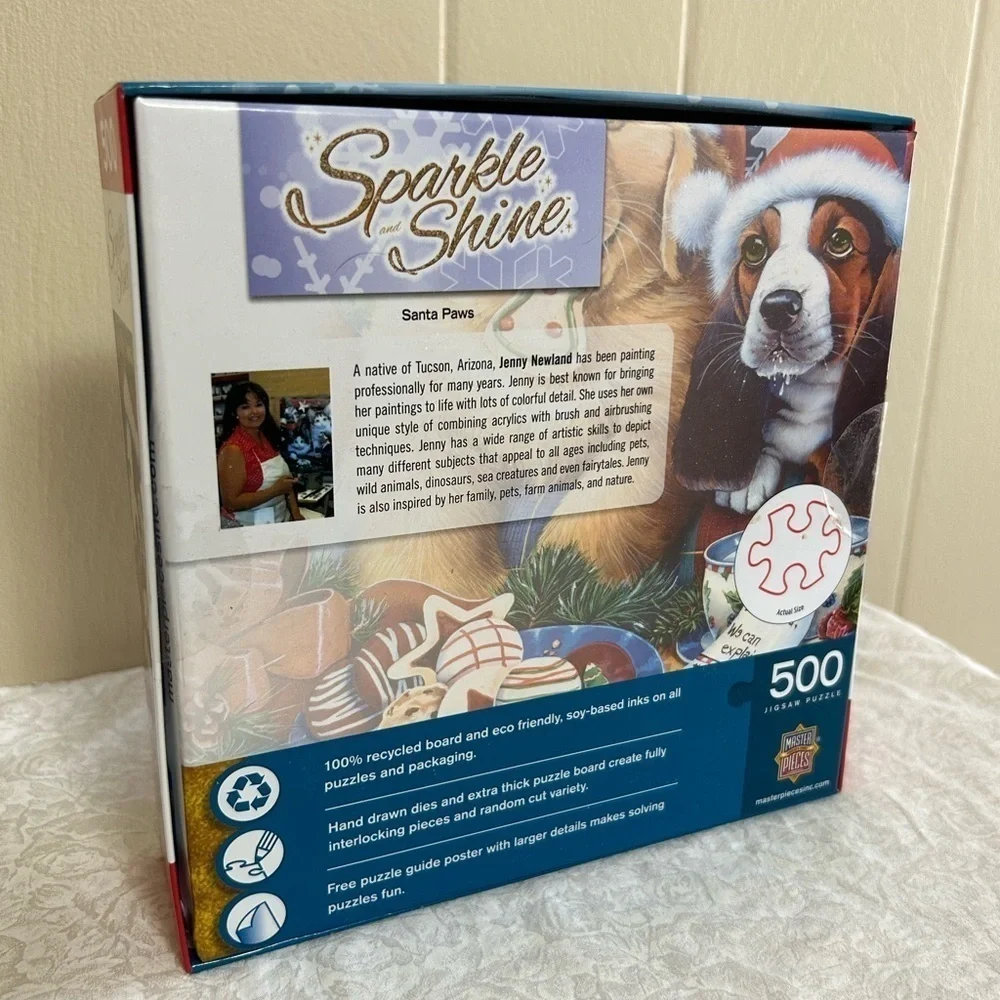 NWT Masterpieces SPARKLE&SHINE Christmas Glitter Puzzles Santa Paws